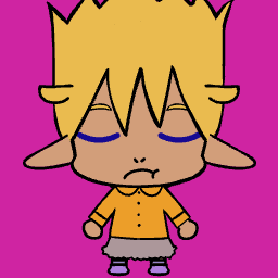 Chibi anime avatar with closed eyes and frown.