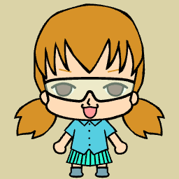 Chibi anime avatar with glasses and tongue out.
