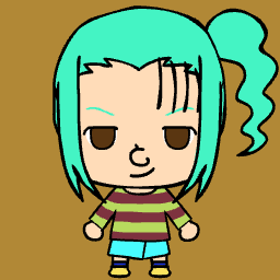 Chibi anime avatar with neutral and big eyes.