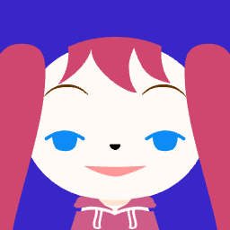 Chibi anime avatar with rosy cheeks and smiling.