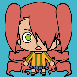 Chibi anime character icon with long hair and rosy cheeks.